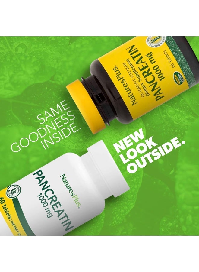 Nature's Plus Pancreatin - 1000 mg, 60 Tablets - Natural Digestive Enzyme Supplement for Gastrointestinal Support - Contains Amylase, Protease & Lipase - Gluten-Free - 60 Servings - Image 2